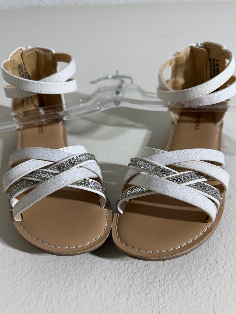 Girls Sonoma White Sparkle Strappy Sandals